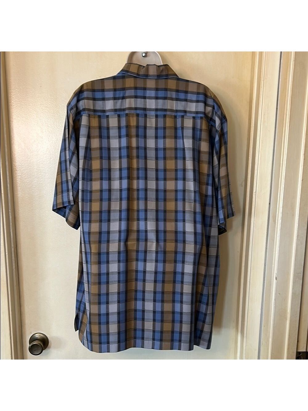 Tommy Bahama Silk Blue and Brown Plaid Casual Button Down Shirt size L - Picture 6 of 11